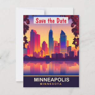Minneapolis, Minnesota, Travel Postcard,  Save The Date