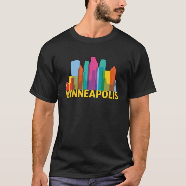 Minneapolis Minnesota USA Skyline Silhouette Outli T-Shirt (Front)