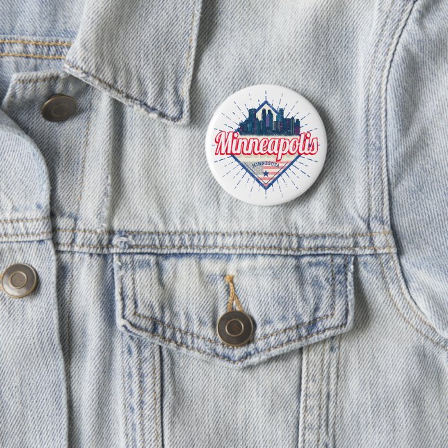 Minneapolis Minnesota USA Skyline United States Button (In Situ)