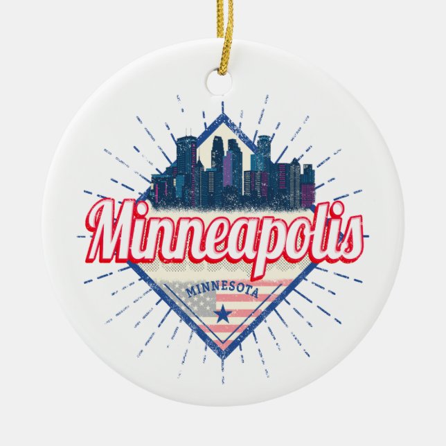 Minneapolis Minnesota USA Skyline United States Ceramic Ornament (Front)