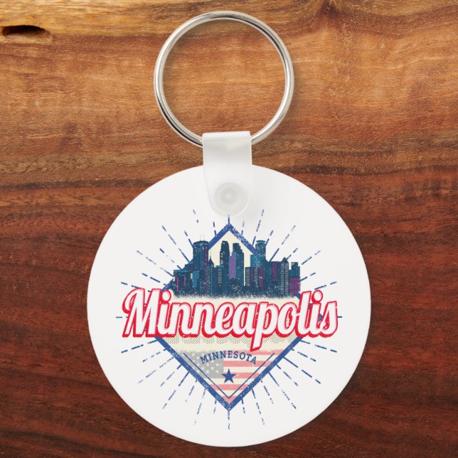 Minneapolis Minnesota USA Skyline United States Keychain (Front)