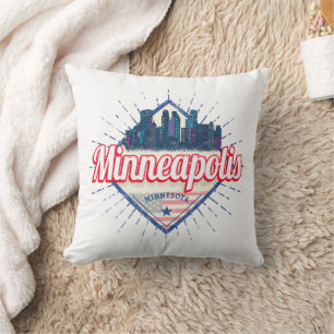 Minneapolis Minnesota USA Skyline United States Throw Pillow