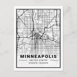 Minneapolis Minnesota USA Travel City Map Postcard