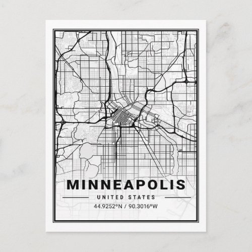 Minneapolis Minnesota USA Travel City Map Postcard