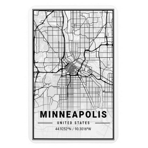 Minneapolis Minnesota USA Travel City Map Poster Magnet