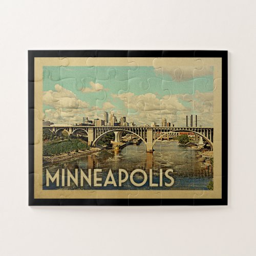 Minneapolis Minnesota Vintage Travel Jigsaw Puzzle