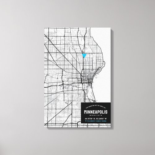 Minneapolis MN City Map  Mark Your Location Canvas Print