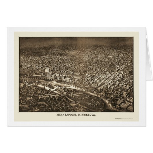 Minneapolis, MN Panoramic Map - 1885 Cards (Front Horizontal)