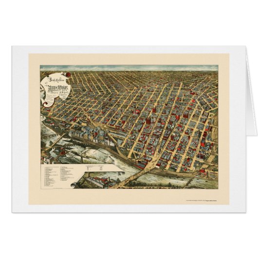 Minneapolis, MN Panoramic Map - 1891 Cards (Front Horizontal)