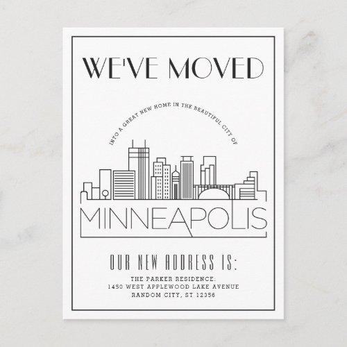 Minneapolis Modern Deco  Change of Address Announcement Postcard