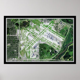 Minneapolis-Saint Paul Intl Airport Satellite Map Poster