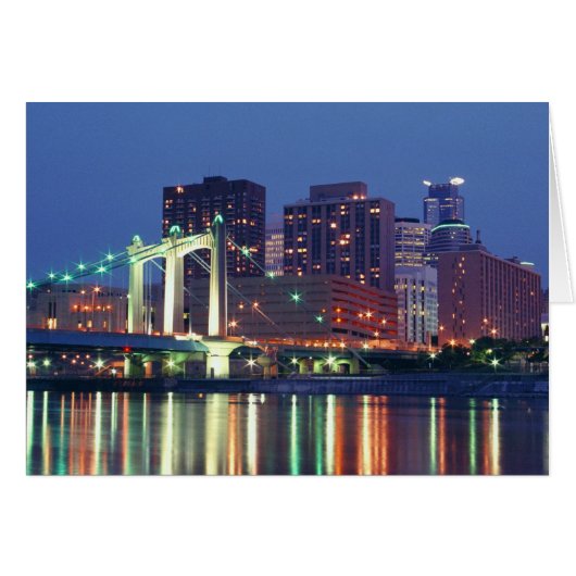 Minneapolis Skyline at night Cards (Front Horizontal)