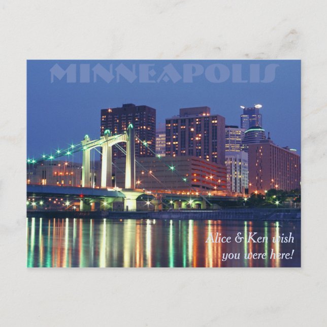 Minneapolis Skyline at night Postcard (Front)
