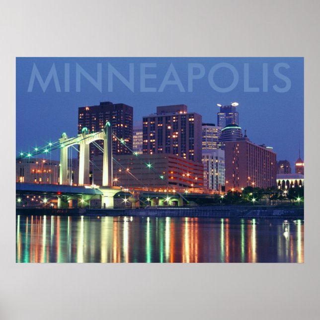 Minneapolis Skyline at night Poster (Front)