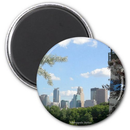 Minneapolis Skyline with Boom Island Lighthouse Magnet