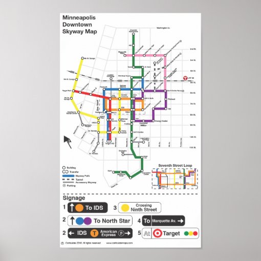 Minneapolis Skyway Map Poster Zazzle