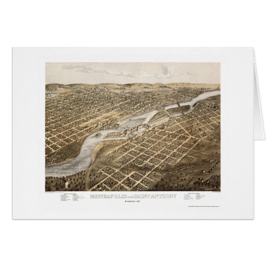 Minneapolis & St. Anthony, MN Panoramic Map - 1867 Cards (Front Horizontal)