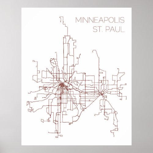 Minneapolis_St Paul Transit Routes Print Poster
