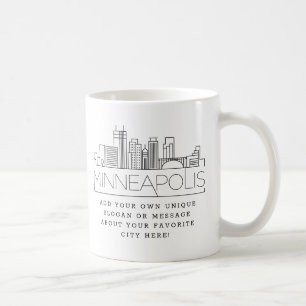 Minneapolis Stylized City Skyline Custom Slogan Coffee Mug