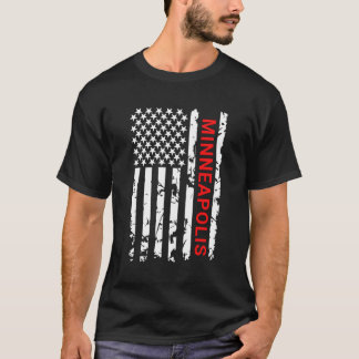 Minneapolis Usa Black White Flag T-Shirt