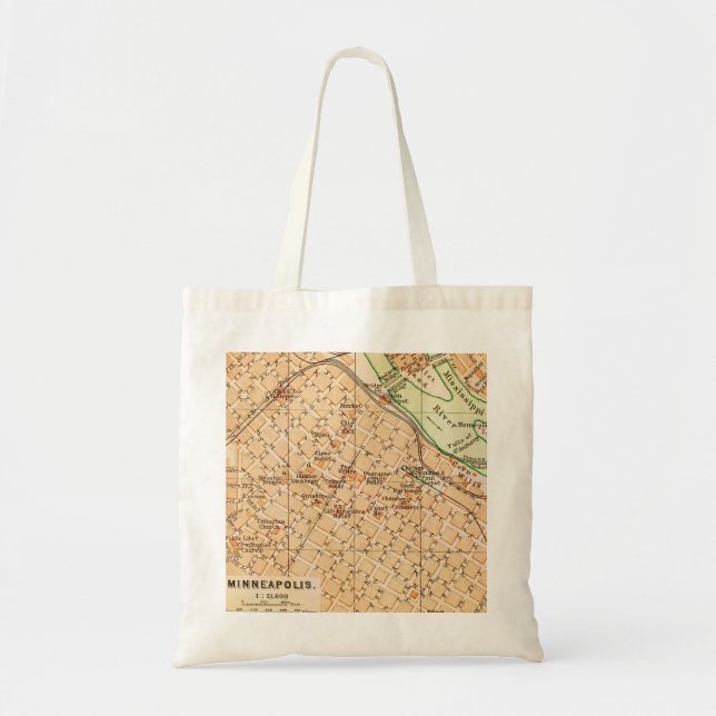 Minneapolis Vintage Map Tote Bag (Front)