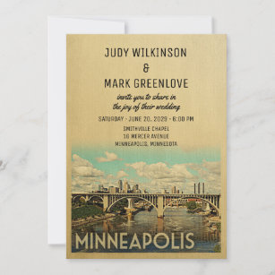 Minneapolis Wedding Invitation Vintage Mid-Century
