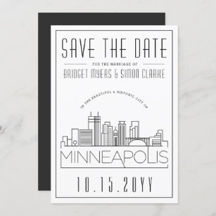 Minneapolis Wedding Skyline Save the Date Invitation