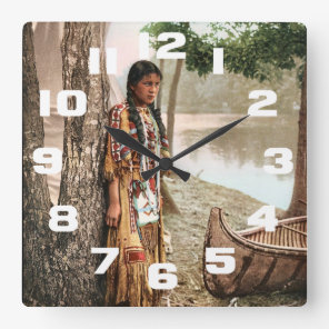 Minnehaha 1897 Native American Hiawatha Vintage Square Wall Clock