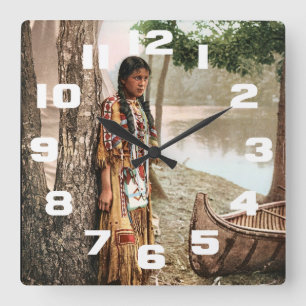 Minnehaha 1897 Native American Hiawatha Vintage Square Wall Clock