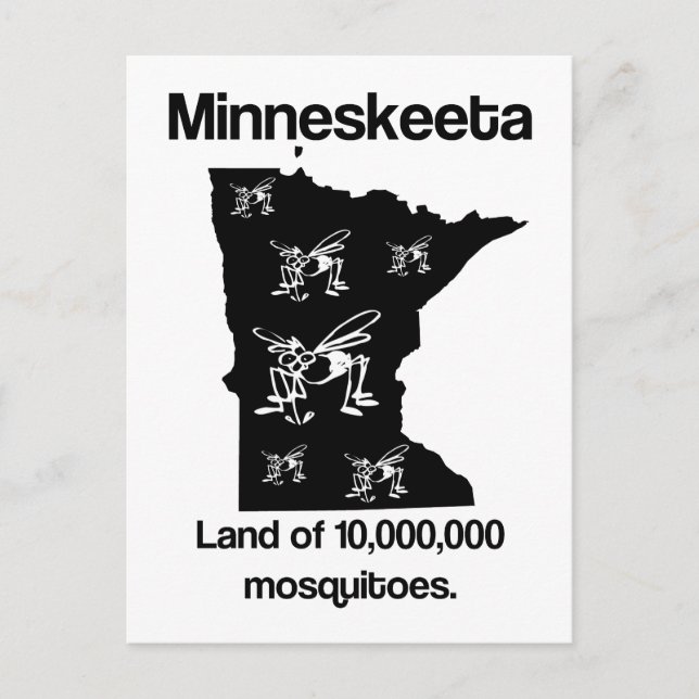 Minneskeeta Land of Mosquitoes Funny MN Postcard (Front)