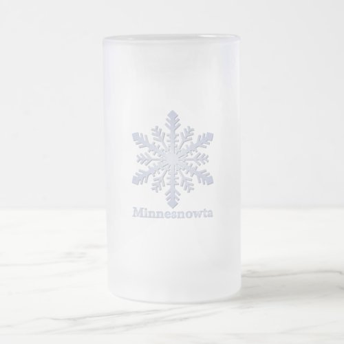 Minnesnowta Blue Snowflake Frosted Glass Beer Mug