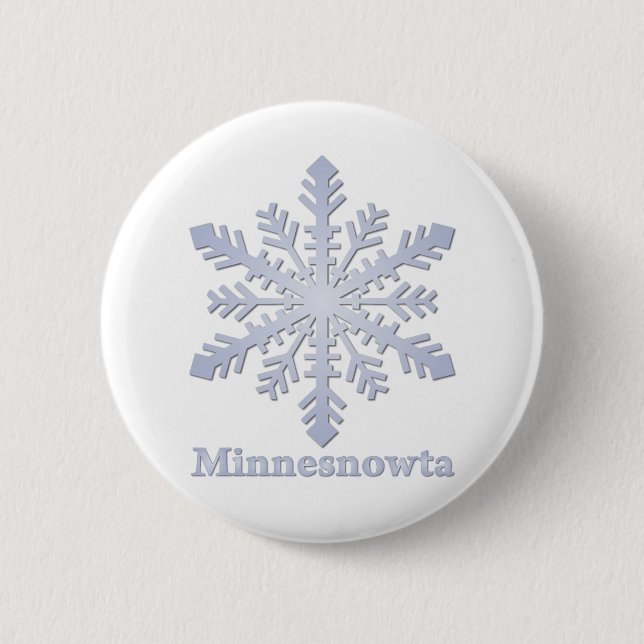 Minnesnowta Blue Snowflake Pinback Button (Front)