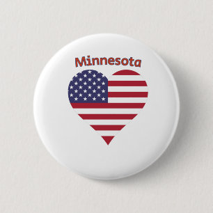 Minnesota American Flag Heart Button