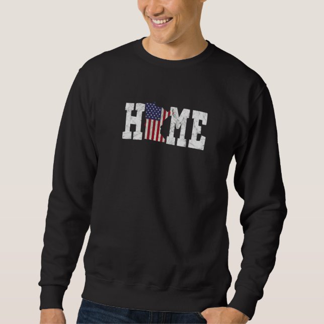 Minnesota American Flag Home State Shape Distresse Sweatshirt (Front)