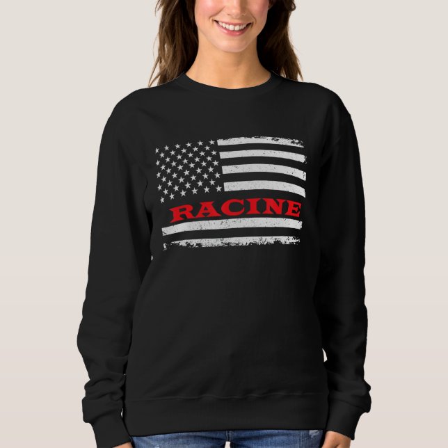 Minnesota American Flag Racine Usa Patriotic Souve Sweatshirt (Front)