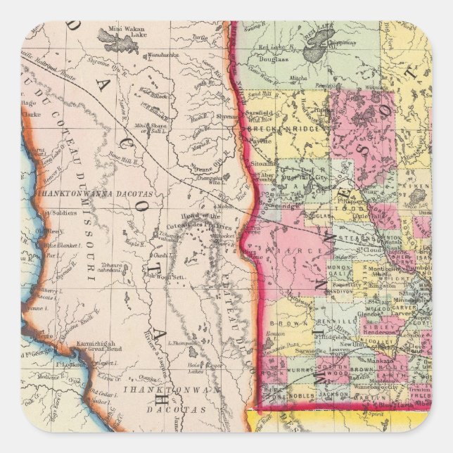Minnesota, And Dacotah Square Sticker (Front)