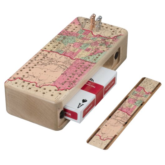 Minnesota and Dakota Wood Cribbage Board (Angled)