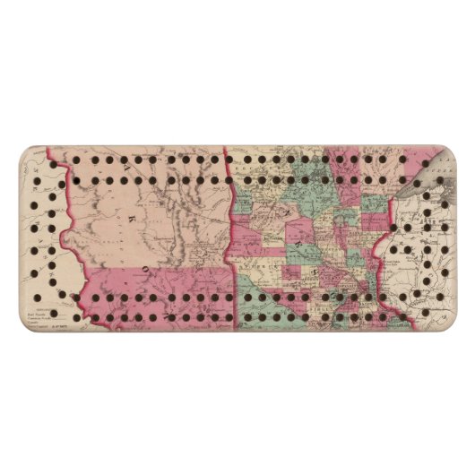 Minnesota and Dakota Wood Cribbage Board (Front (Horizontal))