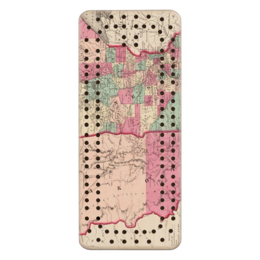 Minnesota and Dakota Wood Cribbage Board (Front Vertical)