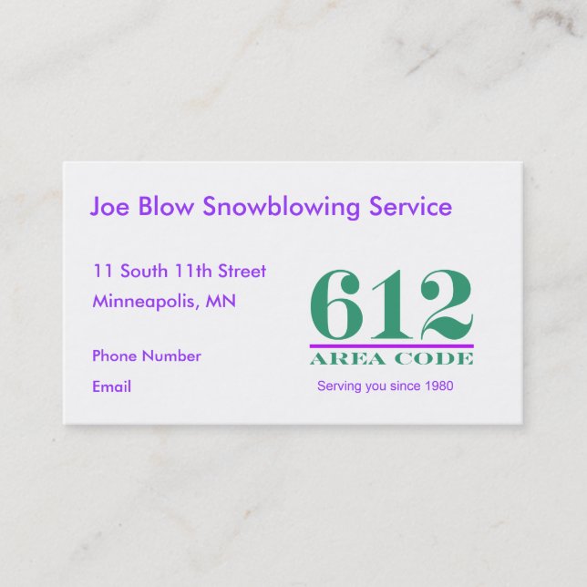 Minnesota Area Codes Appointment Card (Front)