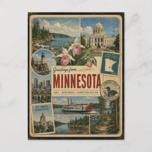 Minnesota Authentic Vintage Style Postcard