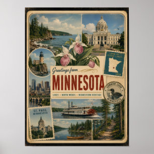 Minnesota Authentic Vintage Style Poster
