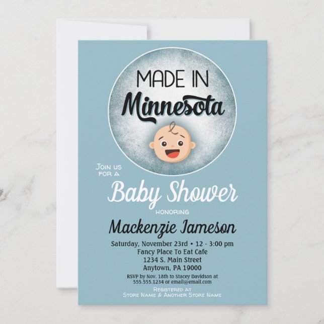 Minnesota Baby Shower Funny Blue Boys Invitation (Front)