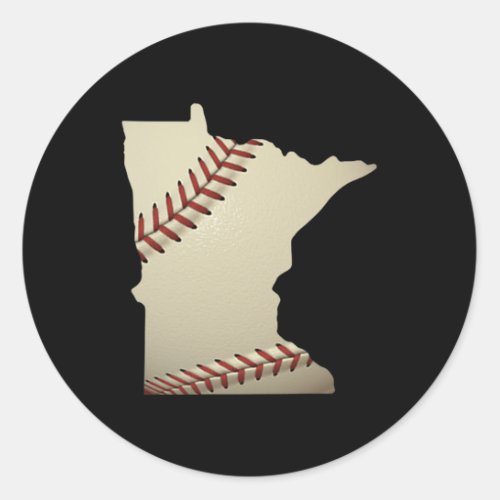 Minnesota Baseball State Map Softball Love Mn Usa  Classic Round Sticker