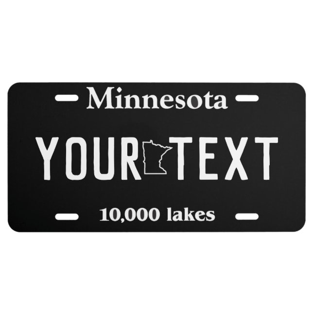 MINNESOTA BLACK CUSTOM LICENSE PLATE (Front)