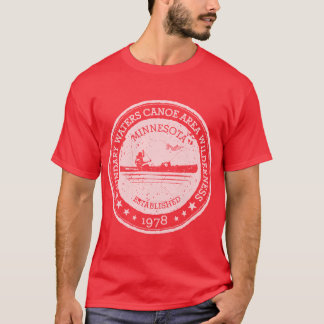 Minnesota Boundary Waters Vintage Style Stamp Whit T-Shirt