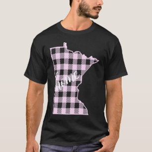 Minnesota Buffalo Plaid Home State Country Pink We T-Shirt