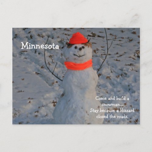 Minnesota Build a Snowman Post Card