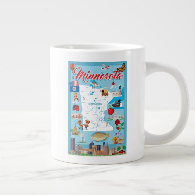 Minnesota Cartoon Map Giant Coffee Mug (Right)