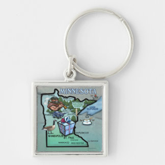 Minnesota Cartoon Map Keychain